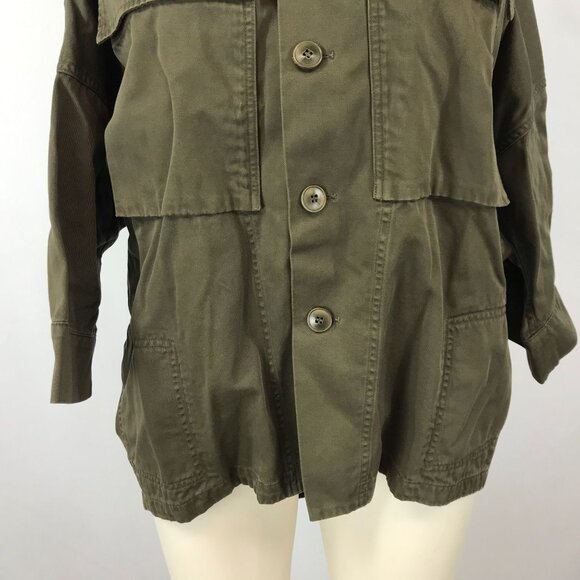 BOY. BAND OF OUTSIDERS ~ WOMENS 3 ~ OLIVE BUTTON UP MILITARY JACKET - Picture 2 of 5